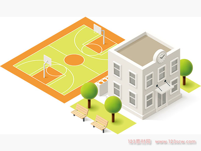 卡通建筑模型矢量图片
